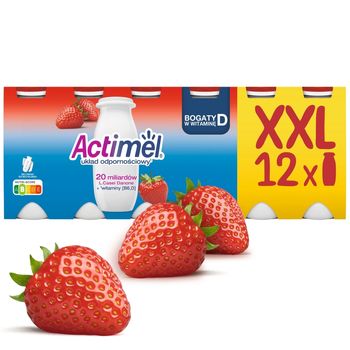 Actimel Napój jogurtowy o smaku truskawkowym 1,2 kg (12 x 100 g)