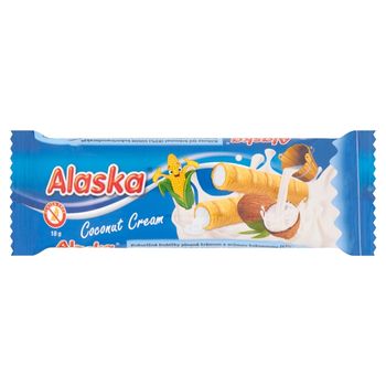 Alaska Rurki kukurydziane nadziewane kremem o smaku kokosowym 18 g