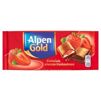 Alpen Gold Czekolada mleczna truskawkowa 90 g