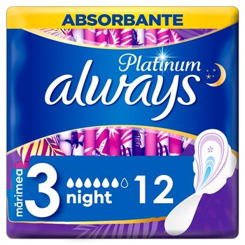Always Platinum Night (Rozmiar 3) Podpaski ze skrzydełkami, 12 sztuk