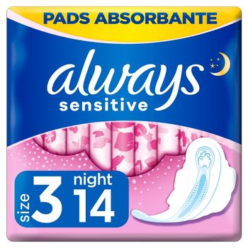Always Ultra Sensitive Night Podpaski ze skrzydełkami (rozmiar 3)