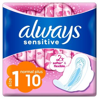 Always Ultra Sensitive Normal Plus (rozmiar 1) Podpaski ze skrzydełkami, 10