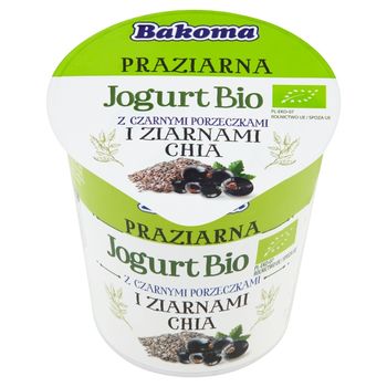 Bakoma Praziarna Jogurt Bio z czarnymi porzeczkami i ziarnami chia 140 g