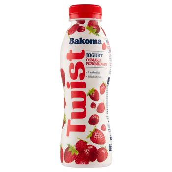 Bakoma Twist Jogurt o smaku poziomkowym 370 g