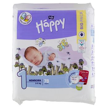 Bella Baby Happy Pieluszki jednorazowe 1 newborn 2-5 kg 78 sztuk