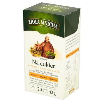 Big-Active Zioła Mnicha Na cukier Herbatka ziołowa z dodatkiem herbaty zielonej 40 g (20 torebek)
