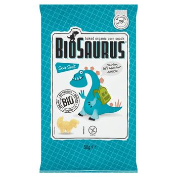 BioSaurus Ekologiczne pieczone chrupki kukurydziane o smaku soli morskiej 50 g