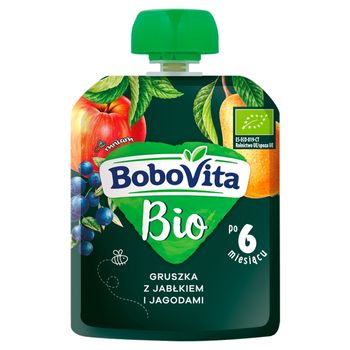 BoboVita Bio Gruszka z jabłkiem i jagodami po 6 miesiącu 80 g