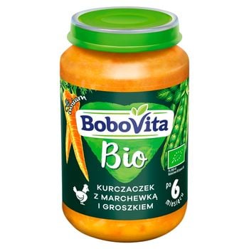 BoboVita Bio Kurczaczek z marchewką i groszkiem po 6 miesiącu 190 g