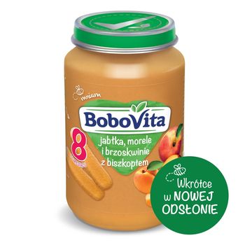BoboVita Jabłka morele i brzoskwinie z biszkoptem po 8 miesiącu 190 g