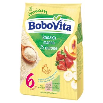 BoboVita Kaszka manna 3 owoce po 6. miesiącu 180 g