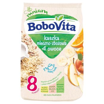 BoboVita Kaszka mleczno-zbożowa 4 owoce po 8 miesiącu 230 g