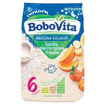BoboVita Smaczna Kolacja Kaszka mleczno-ryżowa 3 owoce po 6 miesiącu 230 g