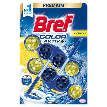Bref WC Color Aktiv+ Zawieszka myjąco-zapachowa do muszli WC cytryna 2 x 50 g