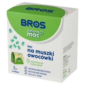 Bros Zielona moc Lep na muszki owocówki 2 sztuki + płyn wabiący 40 ml
