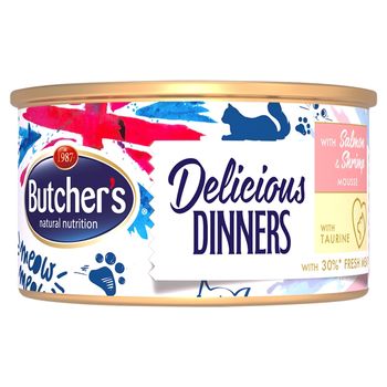 Butcher's Delicious Dinners Karma dla kotów mus z łososiem i krewetkami 85 g