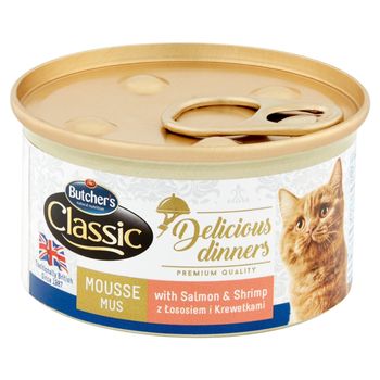 Butcher's Classic Delicious Dinners Karma dla dorosłych kotów mus z łososiem i krewetkami 85 g