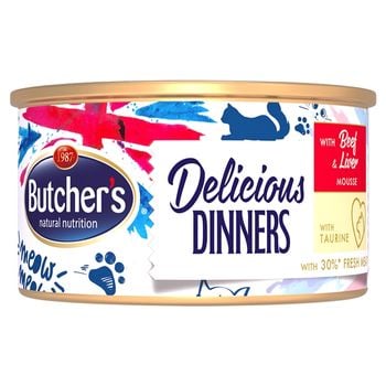 Butcher's Delicious Dinners Karma dla kotów mus z wołowiną i wątróbką 85 g