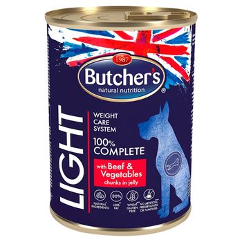 Butcher's Light Karma dla dorosłych psów kawałki w galaretce z wołowiną i warzywami 400 g