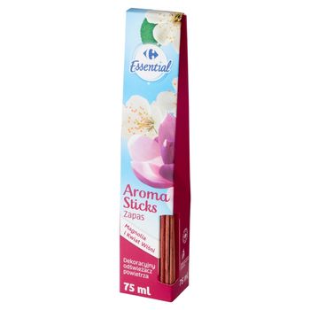 Carrefour Essential Aroma Sticks Dekoracyjny odświeżacz powietrza magnolia i kwiat wiśni zapas 75 ml