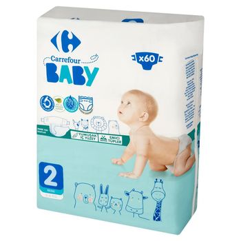 Carrefour Baby Pieluchy 2 Mini 3-6 kg 60 sztuk