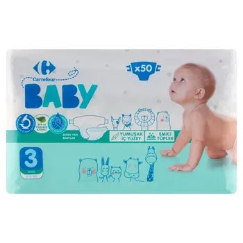 Carrefour Baby Pieluchy dziecięce 3 Midi 4-9 kg 50 sztuk
