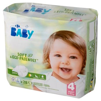 Carrefour Baby Pieluchy dziecięce 4 Maxi 7-18 kg 28 sztuk