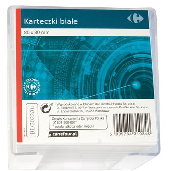 Carrefour Białe Karteczki w pojemniku 8 x 8 cm 376181