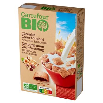 Carrefour Bio Ekologiczne poduszki zbożowe z nadzieniem z orzechami laskowymi i czekoladą 375 g
