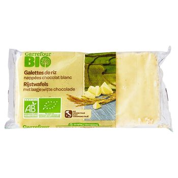 Carrefour Bio Ekologiczne wafle ryżowe w białej czekoladzie 90 g