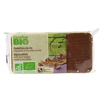 Carrefour Bio Ekologiczne wafle ryżowe w czekoladzie mlecznej 90 g