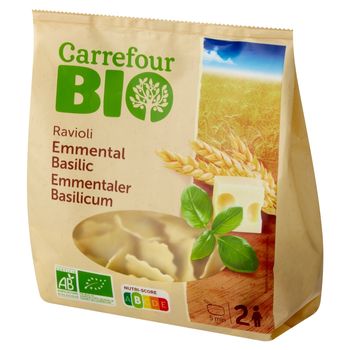 Carrefour Bio Ravioli z nadzieniem z twarogiem serem ricotta i Emmentaler oraz bazylią 250 g