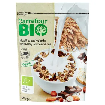 Carrefour Bio Musli z czekoladą mleczną i orzechami 500 g