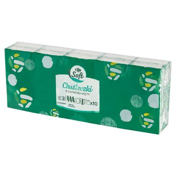 Carrefour Soft Chusteczki o zapachu mięty 10 x 10 sztuk