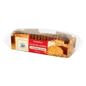 Carrefour Ciasteczka owsiane z czekoladą mleczną 220 g