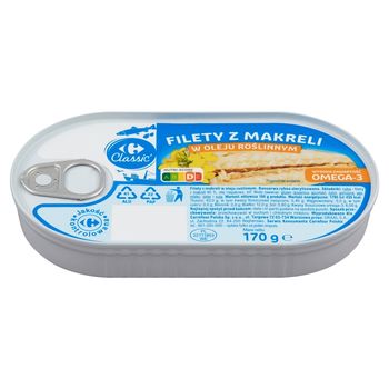 Carrefour Classic Filety z makreli w oleju roślinnym 170 g