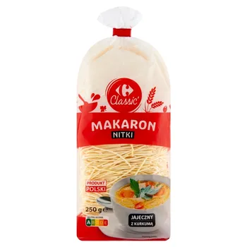 Carrefour Classic Makaron jajeczny z kurkumą nitki 250 g