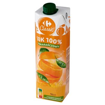 Carrefour Classic Sok 100% pomarańczowy 1 l
