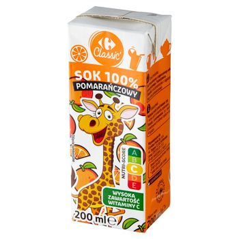 Carrefour Classic Sok 100% pomarańczowy 200 ml