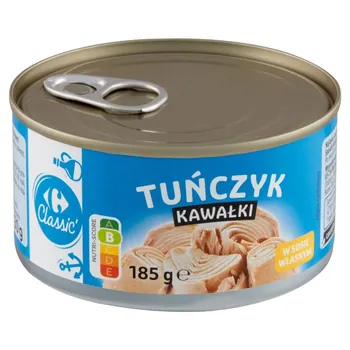 Carrefour Classic Tuńczyk kawałki w sosie własnym 185 g