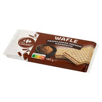 Carrefour Classic Wafle przekładane kremem kakaowym 180 g