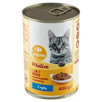 Carrefour Companino Vitalive Karma dla kotów mięsne kawałki w galarecie z rybą 400 g