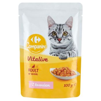 Carrefour Companino Vitalive Karma dla kotów z łososiem w sosie 100 g