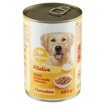 Carrefour Companino Vitalive Karma dla psów mięsne kawałki w galarecie z kurczakiem 400 g