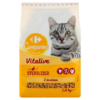 Carrefour Companino Vitalive Sterilized Karma dla kotów z drobiem 1,8 kg