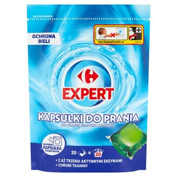 Carrefour Expert Kapsułki do prania do tkanin białych i jasnych 400 g (20 prań)