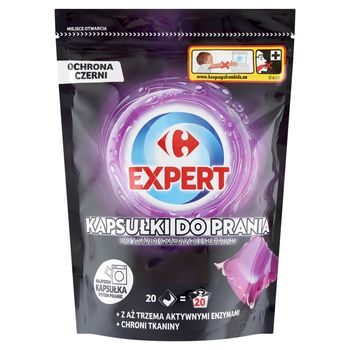 Carrefour Expert Kapsułki do prania do tkanin czarnych i ciemnych 400 g (20 prań)