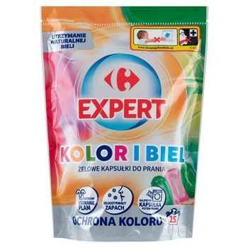 Carrefour Expert Żelowe kapsułki do prania kolor i biel 525 g (25 x 21 g)