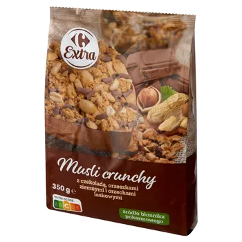 Carrefour Extra Musli crunchy z orzechami ziemnymi i orzeszkami laskowymi 350 g