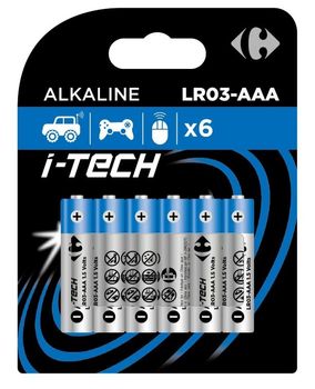 Carrefour i-Tech Baterie alkaliczne AAA 6 szt.